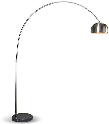 Qazqa - Moderne Bogenlampe Stahl I Silber I nickel matt verstellbar - Grande I Wohnzimmer - Edelstahl Rund - LED geeignet E27