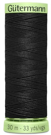 Black Colour 000 Gutermann Top Stitch Sewing Thread Extra Strong Thick Polyester Upholstery Jeans Denim Button Stitch (1 x 30 Meter Spools)
