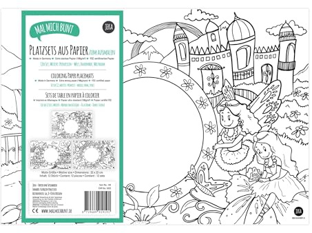 Jeka Lot de 12 Sets de Table pour Enfants à colorier en Papier, Set de Table pour Enfants : Motifs Ferme, Espace et Fantaisie, Sets de Table à colorier pour Enfants, Occupation des Enfants L