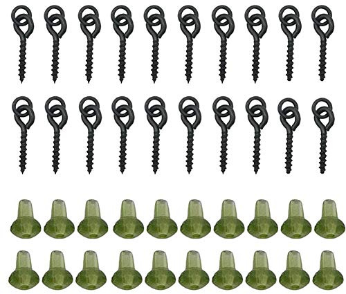 Uticon Karpfen-Rig Ringstopper, 20 Stück Karpfen-Rig Ringstopper mit 20 Stück Boilie-Köderschrauben, Angelzubehör-Set – Grün