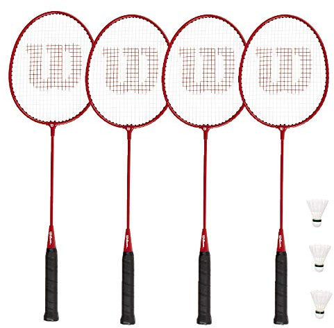 Wilson Red Tour Badminton Racket x 4 & 3 Shuttles