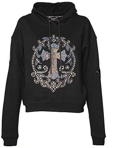 Roberto Geissini Damen Hoodie Blue Cross Black L