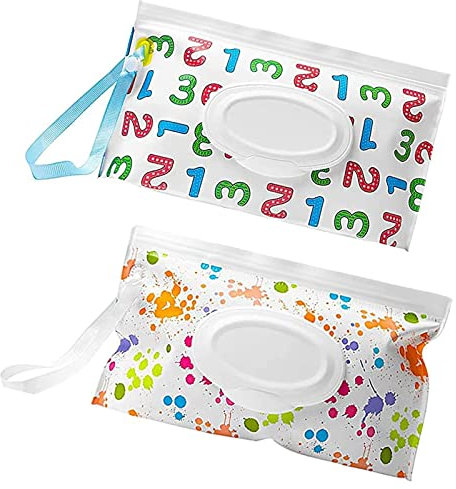 Baby Wet Wipes Pouches,2 pezzi Wet Wipes Dispensers,Travel Bags,Portable Baby Wipe Caso,Riutilizzabile Wet Wipe Holder Bag,Travel Dispenser per