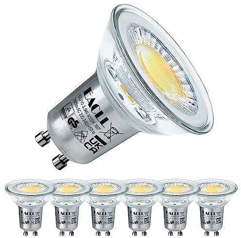EACLL GU10 LED Neutralweiss 3,5W Ersetzt 50W Halogenlampe, 6er-Pack. 385 Lumen 4000K Leuchtmittel, Abstrahlwinkel 360° Energiesparlampe, Nicht Dimmbar Reflektorlampen, AC 230V Flimmerfrei Strahler
