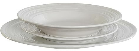 DKD Home Decor Set de Vajilla (18 Piezas) de la Marca, Color Blanco, de Porcelana (27 x 27 x 2 centímetros)