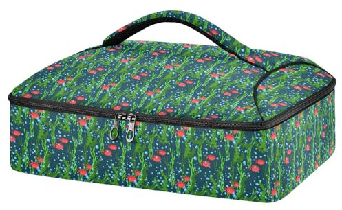 Mnsruu Portador de cazuela de pescado de algas marinas subacuáticas para alimentos fríos o calientes, bolsa de transporte de platos aislada con tapa, transportador de alimentos para viajes, fiestas,