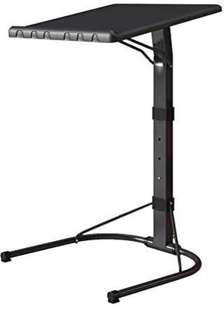 Klappbarer Laptop-Tisch, schwarz, mit Verstellbarer Höhe und Neigungswinkel, mobiler Ständer, Schreibtisch, Rollwagen, Tablett, Sofa, Beistellbett, tragbare Räder, Überbett (Farbe: Schwarz)