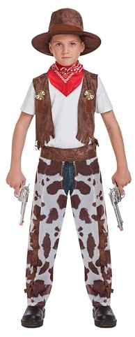 HENBRANDT Children’s Cowboy Fancy Dress Costume with Cowboy Hat and Chaps Kids Sheriff Western Cowboy Outfit Pretend Play Size Small Ages 4-6 Fancy Dress for Boys and Girls