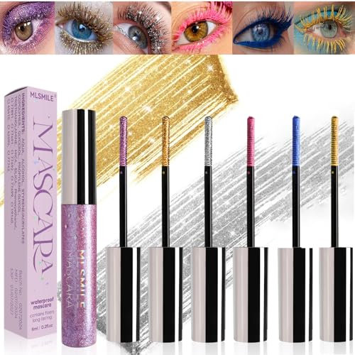 Mascara Coloré Pour Les Cils - 6 Couleurs, Nacré Pailleté, Imperméable Et Sans Bavure, Volumineux De Charme - Maquillage Des Yeux D'halloween Et De Noël