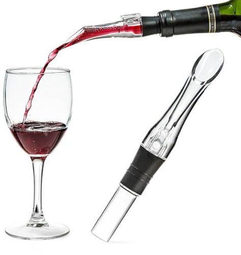 CALLYSONIC Decanter per vino rosso, versatore per vino, antigoccia, versatore per bottiglie di vino, decanter, decantatore, accessori per vino, versatore per decantatore, versatore per vino, nero