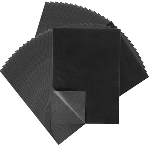 100 hojas de papel de transferencia de carbono, papel de grafito negro para calcar grafito, papel de calco negro para madera, lienzo, metal y otras superficies artísticas (A4 8.3 x 11.7 pulgadas)