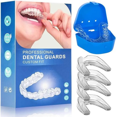 Zikenis 4 Pcs Gouttiere Dentaire Bruxisme, 2 tailles, Protecteurs Buccaux Dent Sans BPA, Protege Dent Nuit, Mouth Guard for Grinding Teeth, contre le bruxisme et le grincement des dents