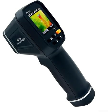 ComfyHarbor Termocamera a infrarossi, risoluzione 32×32, intervallo di temperatura da -30 °C a +500 °C, display da 1,77 pollici per ispezione elettrica/meccanica/HVAC (nero)