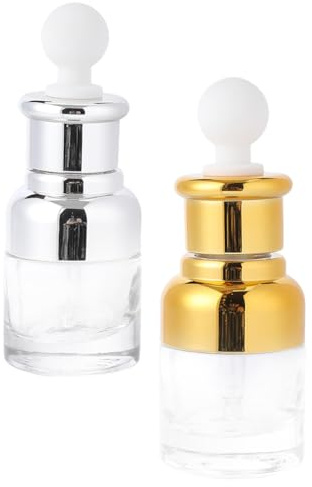 BEAMARKER 2 st 2 färger tomma droppflaskor i glas 20 ml (7,6 uns) tjocka läckagesäkra påfyllningsbara droppflaskor för eteriska oljor parfymer förvaring aromaterapi vetenskap resor med plastlock