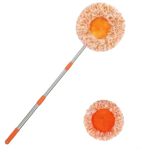 Mocio telescopico regolabile a 360° con testa triangolare per pulire pareti e pavimenti, con manico lungo per superfici alte finestre, piastrelle, fessure