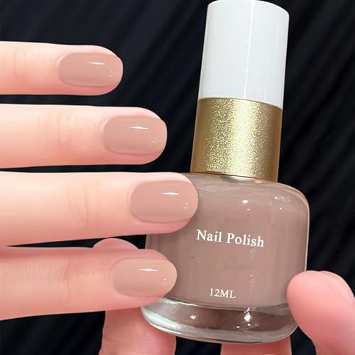 Nude Farben Nagellack, Wasserbasis Ungiftig Und Schnell Trocknend Mit Cremigem Finish, Natürlich Nail Polish für die Nagelkunst zu Hause, Regular Nagellack Rosa für Frauen Mädchen(Nude, 12ML)