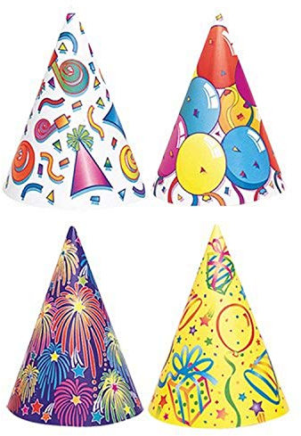 Assorted Color Party Paper Hats - Pack of 8 - Perfect for Birthdays & Celebrations, Vibrant & Fun Hat Set, Height: 15cm / 5.9 in Diameter: 10cm / 3.9 in