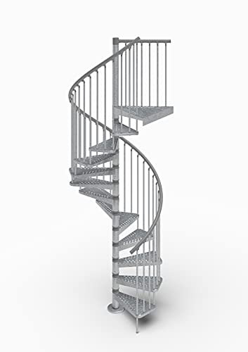 Mister Step LADDER Scala a chiocciola da esterno 13 gradini, Lega di acciaio, 120 cm, 273-299 cm, Resistente