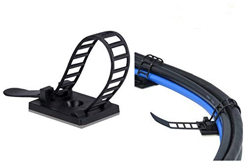 Adjustable Cable Clips, Self - Adhesive Cable Clamps, Wire Clips with Optional Screw Mount for Car Office Home Festival Ornaments,Cable Organization(50pack Black Cable Tie)