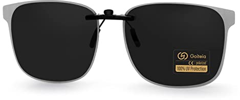 Goiteia Gafas de sol polarizadas retro con clip para mujeres y hombres que ofrecen protección completa UV400, Diseño retro, gris, 58*46mm