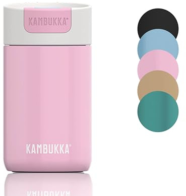 Kambukka - Thermobecher 300ml - Modell OLYMPUS PINK KISS - Thermobecher/Kaffeebecher to go: Easy cleaning - rutschfester Boden - vakuumisoliert - Edelstahl-Thermo-Kaffee-Reisebecher
