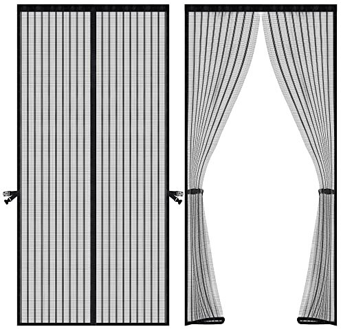 QGUOO Magnet Fliegengitter Tür - Anti Rissbildung Fliegengitter Balkontür Ohne Bohren,Fliegengittertüre Insektenschutz,Fliegenvorhang Stärkere Magnetn,100x210 Magnetvorhang für Terrassentür,Wohnzimmer