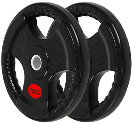 ALLinLIFE Discos Pesas, 2.5/5/7.5/10/15/20kg, Discos Mancuernas de Hierro Fundido Ø30/50mm, Antideslizante/Impermeable, Discos de Pesas Metálicas para Barras Olimpicos (Ø30mm-10kg*2)