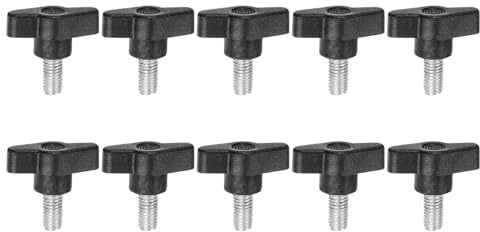 QUARKZMAN 10 Pezzi Manopole ad Ala M8 x 16mm Filettatura Maschio Plastica Manopole a T Manopole Filettate Maniglie di Serraggio a Mano Vite a Pollice, Nero