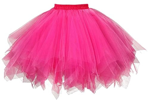 AUYAO Damen Tutu Klassisch Rock, Ballett Tüllrock Petticoat Unterrock, Tütü Röcke, 50er Ballet Elastisch Tanzrock Tanzkleid Ballkleid Kurz Retro Party Kostüme Tanzen (Rose Rot)