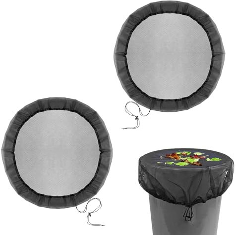2 Pcs Filet pour Citerne de Pluie 60cm Réglable Housse pour Tonneau de Pluie avec Cordon de Serrage Filet de Protection Réglable pour Les Feuilles