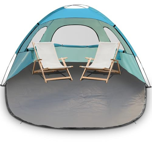 JAICOM Strandmuschel, 2-3 Personen Strandzelt mit UPF 50+ UV Schutz, Leichtes, schnell aufzubauendes sonnenzelt Strand, Mit DREI luftigen Fenstern, für Familie, Strand, Garten, Camping