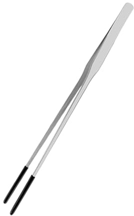 Poludatly Reptile Feeding Tong, Stainless Steel Tweezers, Tank Pet Feeder Tool with Rubber Tip, Straight and Curved Long Tweezers, Snakes Enclosure Feeding Accessories
