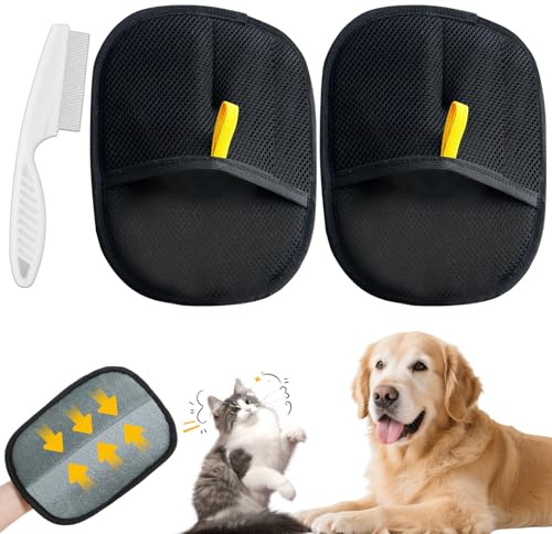 Lot de 3 gants d'épilation des poils d'animaux domestiques, design double face, gants d'épilation pour animaux de compagnie, gants d'épilation pour animaux de compagnie, gants d'épilation pour animaux