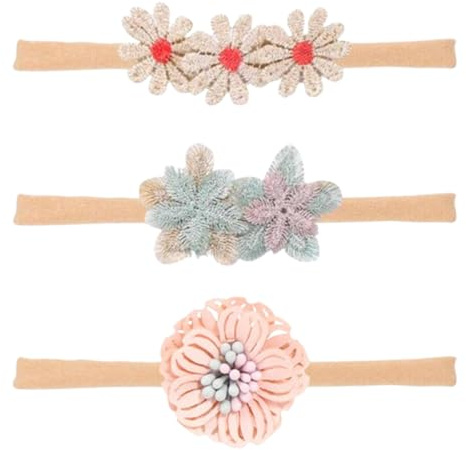 0 3 modelli di fiori per neonati, elastici per capelli per bambini, ideali per le foto quotidiane di neonati e bambini piccoli.