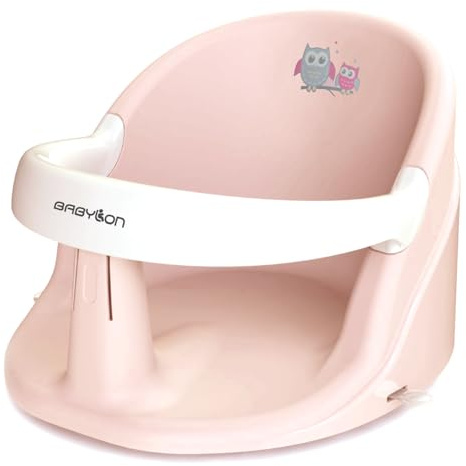 BABYLON Nemo Siège de bain Bébé, Baignoire, ventouses, 6M+, Rose/blanc