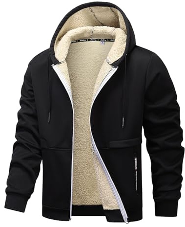Giacca Invernale Uomo Giubbotto Imbottito Fodera Caldo Giacca in Pile Felpa con Cappuccio e Zip Elegante Giubbino Cappotto Lana a Maniche Lunghe Antivento, per Attività All'aria Aperta Taglia：XS-6XL