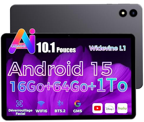 RebotAi 2026 ultimo Tablet 10 pollici Android 15, Gemini AI, 16GB RAM+64GB ROM+1TB TF,GMS,Widevine L1,5G Wi-Fi6, Bluetooth 5.2, Sottile Leggero,Mirroring Dello Schermo Wireless