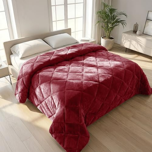 IlGruppone Trapunta Matrimoniale Velluto Retro in Microfibra Made in Italy Piumone Invernale Effetto Piuma 560 Gr/mq Piumino Caldo Due Piazze Inverno Coperta Duck Friendly - Singolo - Bordeaux2
