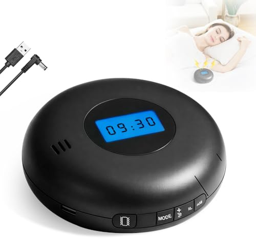 LOMUG Sveglia a vibrazione per sonno profondo, sveglia digitale, ricaricabile e a batteria sotto il cuscino, sveglia portatile da viaggio, doppio allarme per anziani con problemi di udito