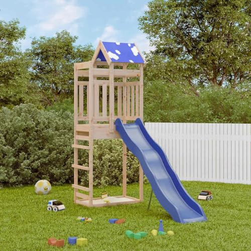 Genérico Parque Infantil de Exterior de Madera Maciza de Pino, Columpios y estructuras de Juegos Marrón,3279109