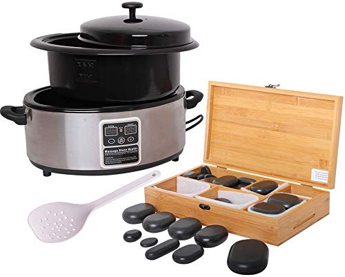 Kit Massage aux Pierres Chaudes: Hot Stone, Unité d’une capacité de 5,5 litres environ + 45 Pierres - Promafit