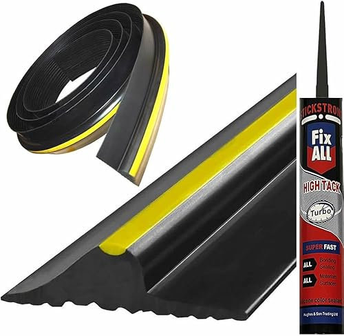 Dotty Deals Universal Garage Door Seal Strip - DIY Rubber Weather Seal Excluder - 7FT + Adhesive