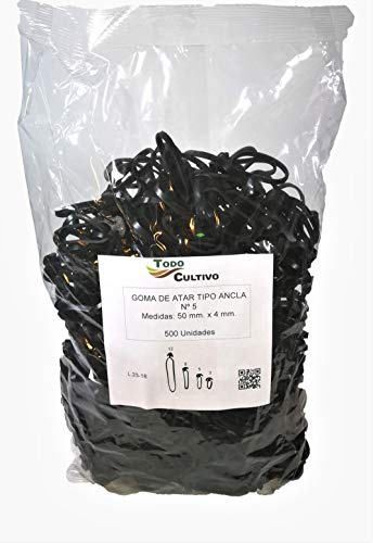 Todo Cultivo Caoutchouc d'ancrage élastique n°5 extra pour tutorer 500 pièces en caoutchouc EPDM renforcé (élasticité maximale et durée)