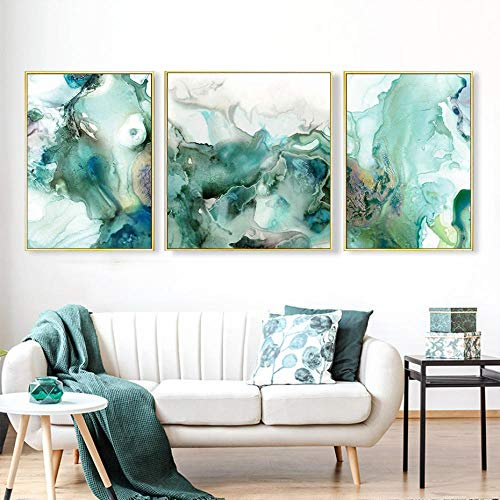 DMPro Menta Astratta Verde Marmo Quadri su Tela Quadri Dipinti su Tela Galleria Poster e Stampe Interni per Soggiorno complementi arredo casa 50x70x2 70x70cm Senza Cornice