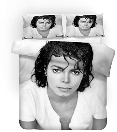 NICHIYO Michael Jackson, set di biancheria da letto e federa, in microfibra, con stampa digitale 3D, 3 pezzi (copripiumino + federa) (4, letto matrimoniale 220 x 240 cm)