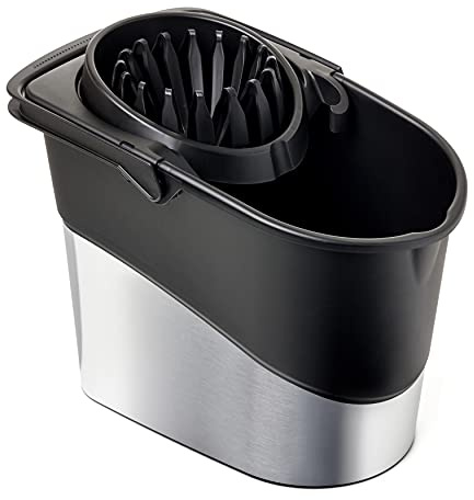 Tatay Cubo de Fregona Spider, de PP, Libre de BPA, Escurridor por Presión, Sin Salpicaduras, Fabricado en España, Color Gris Acero