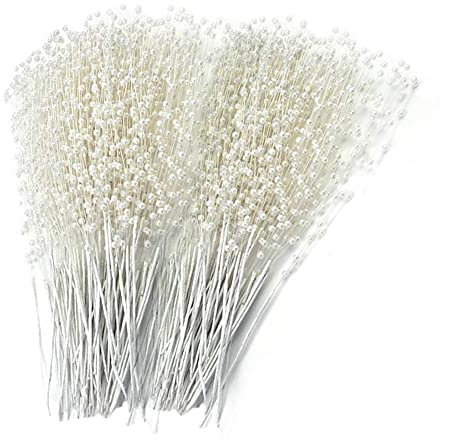 60 Pcs Brides Bouquet Handmade Pearl Beaded Pearl Sticks for Wedding Party Home Decoration