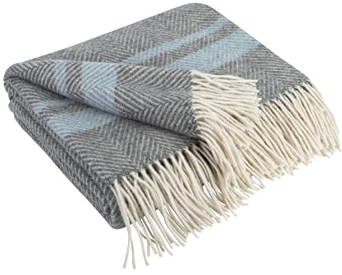LYHome Merino Wool Blanket, Warm & Soft Throw for Bed & Sofa, 140x200 cm | 80% Merino, 20% Nylon OEKO-TEX. Winter & Summer Blankets, Indoor & Outdoor - Couch, Camping, Car, All-Season | Gray, Stripes