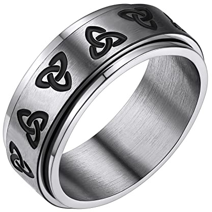 FindChic Nudos Triqueta Spinner Anillo Anti Estres Sortija de Acero Inoxi para Mujeres Hombres Anillo Dos Capas, Platino Tamano 22 (62.1mm)