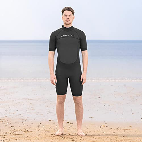 AQUATEC Shorty Neoprenanzug für Herren - 2X Dicke: 2mm & 3/2mm | Hochwertige Neoprenanzug für Herren | Shorty-Wetsuit | Ideal für Wassersport und Schwimmen (S, 2 mm (Anfänger))